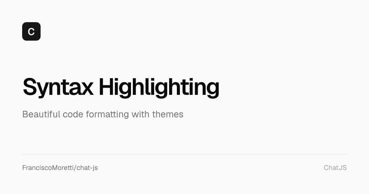 Syntax Highlighting - ChatJS Documentation